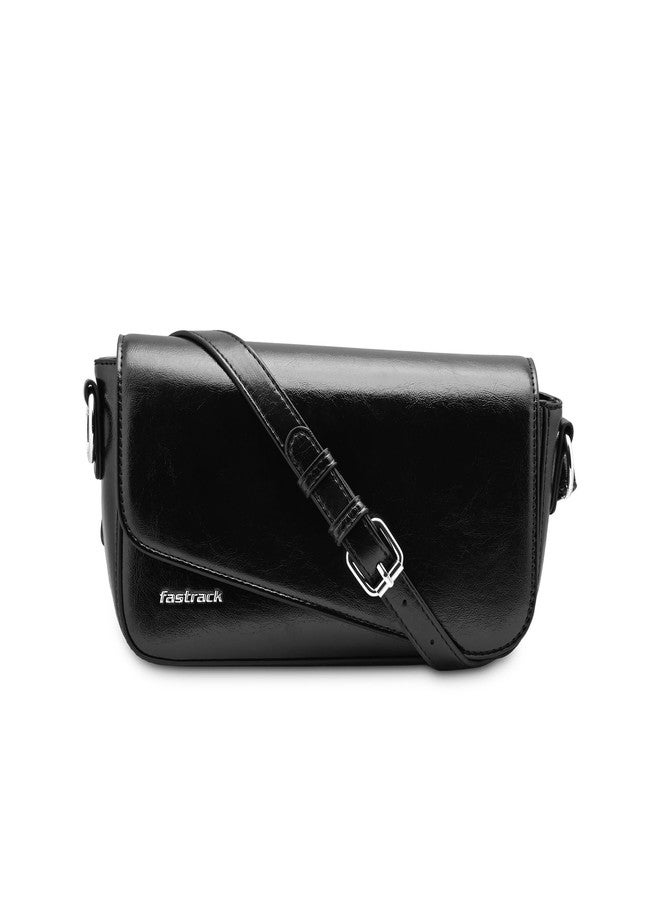 Fastrack VibeCheck shoulder bag | Black Faux-Leather Women’s Handbags | Party Pack Sling for Casual & Party Carry - Image 1